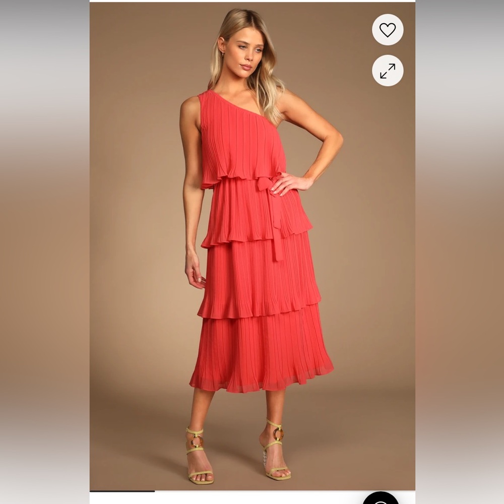 Elegant Coral One-Shoulder Dress